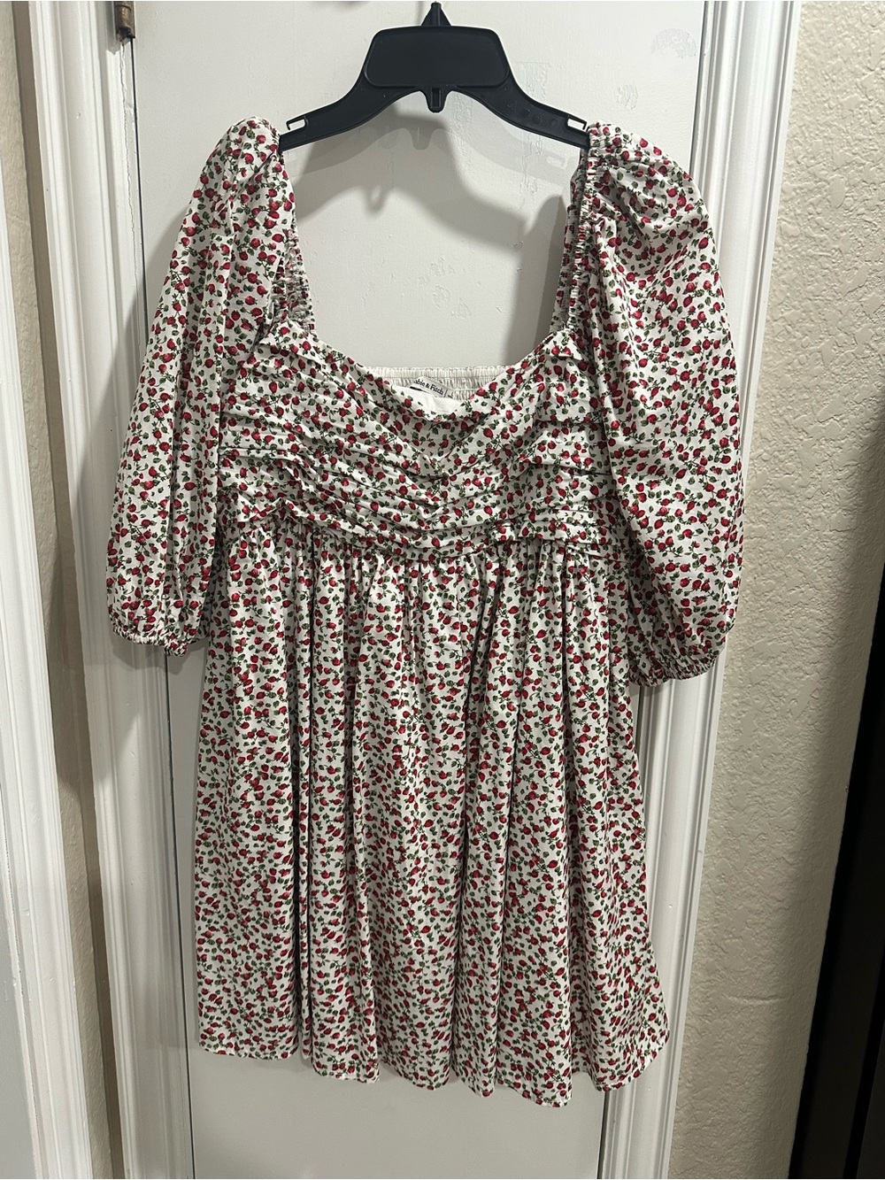 Abercrombie & Fitch White Strawberry Print Mini Dress